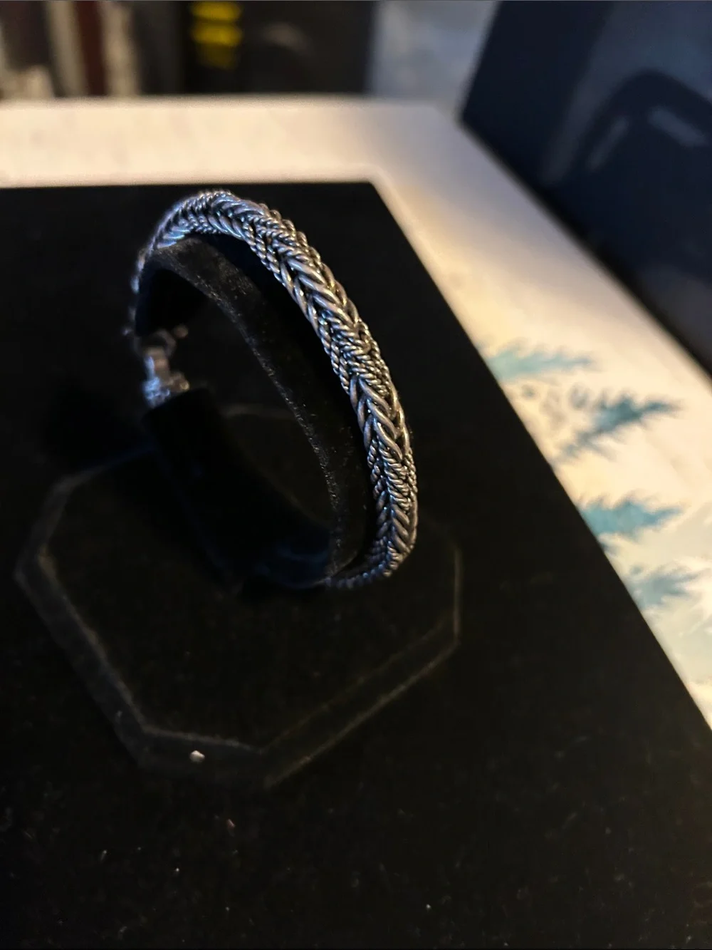 Sterling Silver Braided Woven Bracelet – 37.76g. Marked 925 on clasp